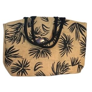 Kendall+James “West Village” Natural Jute Shoulder Tote Bag with Matching Pouch